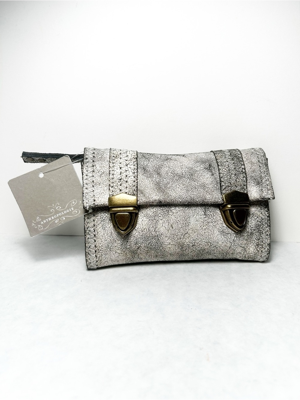Schuler & Sons Philadelphia Distressed Lamb Leather Clutch for Anthropologie NWT - Picture 1 of 12